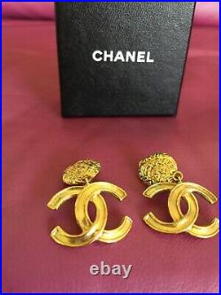 Chanel CC Logo Brand New Authentic Gold Tone Clip-on Drop Earrings. Reg. $2000.00