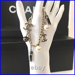 Chanel CC Logo Coco Figurine 3 Strand Pearls Chain Necklace 100th Anniversary