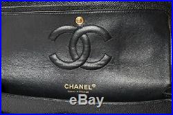 Chanel Classic Flap Black Caviar Leather Gold Tone Hardware Medium Handbag