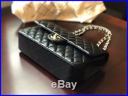 Chanel Classic Medium Flap Bag Black Lambskin Gold Hardware France EUC