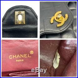 Chanel Double Flap Medium Classic Quilted Chain Black Leather Shoulder Bag