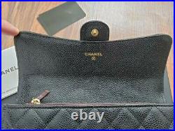 Chanel Long Gusset Flap Gold Metal Caviar Wallet Black