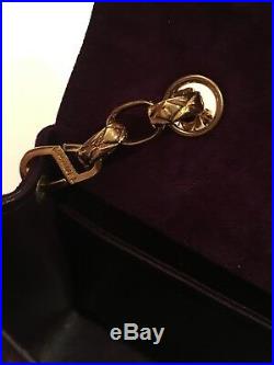 Chanel Rare Vintage Purple Suede Classic Square Mini Flap Bag Gold Chain