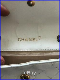 Chanel White Mini Flap Rare CC Gold Hardware Bag authenticpristine