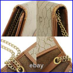 Christian Dior Honey Comb Chain Shoulder Bag Brown Leather Vintage Auth #XX194 Y