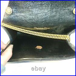 Christian Dior Shoulder Bag with Chain Strap Black & Gold, Leather & Canvas
