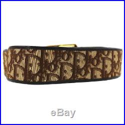 Christian Dior Trotter Belt Brown Canvas Leather Gold France Authentic #CC410 M