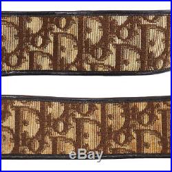 Christian Dior Trotter Belt Brown Gold Canvas Leather Vintage Authentic #CC410 O