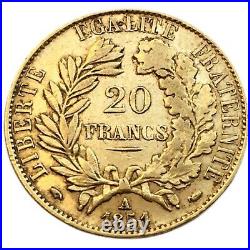 #E0106 France Gold napoleon 20 francs 1851 Paris 6.44 g full gold