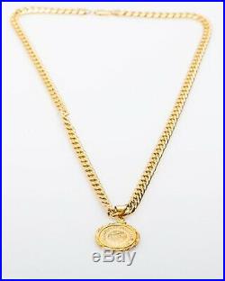 Estate 25 w FRANCE 1875 COIN 22k 14k Gold 7mm CUBAN LINK CHAIN Necklace 41g