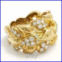 Estate CHANEL 18K Yellow Gold Leaf Motif Diamond Ring / Band