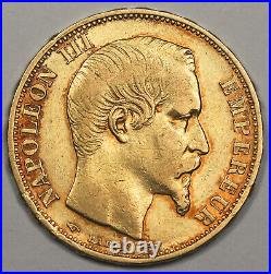 FRANCE 1860 A Napoléon III 20 FRANCS 6.45 Gram GOLD Coin XF 0.1867 AGW KM 781.1