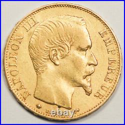 FRANCE 1860 BB Napoléon III 20 FRANCS 6.45 Gram GOLD Coin AU 0.1867 AGW KM 781.2