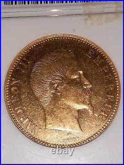 France 100 Franc gold coin Napoleon III 1855 A ANACS Au 58