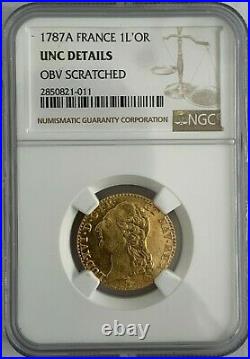 France 1787A Gold Coin 1 Louis L'OR NGC Certified UNC Details Investment Quality