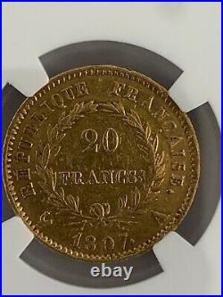 France 1807A 20 Francs Gold KM# 687.1 / F514.1 NGC Certified AU Details
