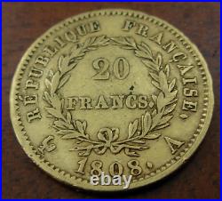 France 1808 A Gold 20 Francs Circulated Napoleon I