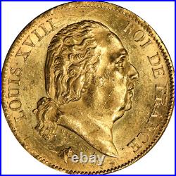France 1818-A Louis XVIII Gold 40 Francs PCGS MS-62 Gold Shield