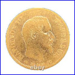 France 1857 A 10 Ten Francs. 900 Gold Coin Km # 787 0.0933 Agw Paris Mint