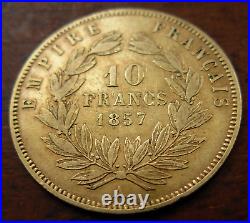 France 1857 A Gold 10 Francs XF Napoleon III
