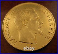 France 1859 A Gold 100 Francs AU Napoleon III