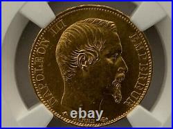 France 1860/50BB Overdate 20 Francs Gold KM# 781.1/F. 531/19 NGC Certified MS 61