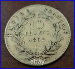 France 1862 A Gold 10 Francs XF Napoleon III