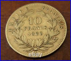 France 1866 A Gold 10 Francs XF Napoleon III