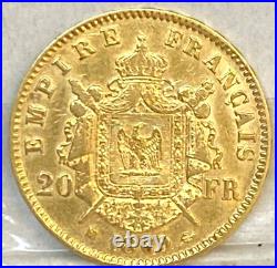 France 1869 Bb, 20 Gold Francs, Rare Gold In Choice Uncirculated