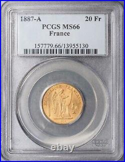 France 1887 A Gold 20 Francs Angel PCGS MS66