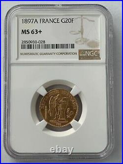 France 1897A 20 Francs Gold KM# 825 / F. 533/22 NGC Certified MS 63+