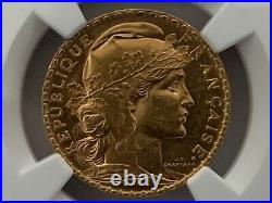 France 1904 20 Francs Gold KM# 847 / F. 534/9 NGC Certified MS 62