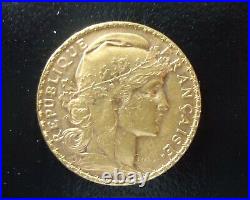 France 1907 A Gold Coin 20 Francs. Edge Liberte Egalite Fraternite