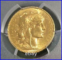 France 1912 Gold 20 Francs Gad-1064a PCGS MS-65