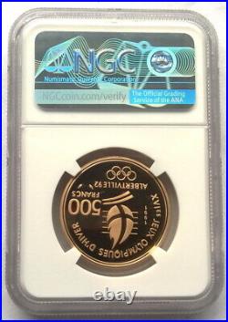 France 1991 Coubertin 500 Francs NGC PF 69 Gold Coin, Proof