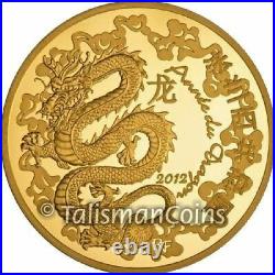 France 2012 Year DRAGON Lunar 50 Euro Gold Proof in FULL OGP MINTAGE JUST 1000
