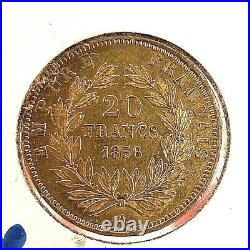 France 20 Francs 1856-a Gold Coin Xf Condition Km#781.1