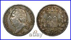 France 5 francs louis XVIII 1818 B AU Mint error (Clipped) Coin French