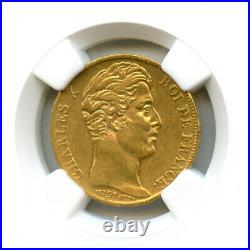 France Charles X (1824-1830) 20 Francs Gold 1828 W Lille NGC IN The 55