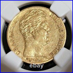 France Charles X 1830-A 20 Francs Gold Coin AU53 NGC