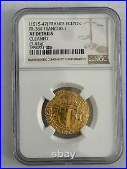 France FR-364 1515-47 Ecu d'or au soleil de Bretagne Francois I Gold XF Details