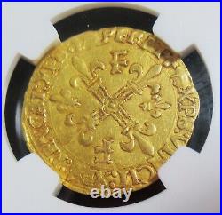 France François I gold Ecu d'Or au Soleil ND (1515-1547) XF45 NGC, Dijon mint