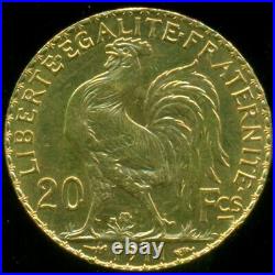 France French Gold Coin 20 Francs 1911 Km# 857 Au Condition Or Better Key Date