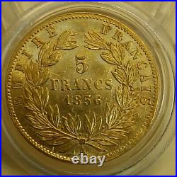France French Napoleon III 5 Francs Gold 1856 A PARIS Very Nice Rare