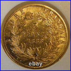 France French Napoleon III 5 Francs Gold 1868 BB Strasbourg Low Mintage Rare