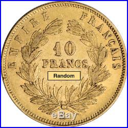 France Gold 10 Francs (. 0933 oz) Napoleon III Bare Avg Circ Random Date