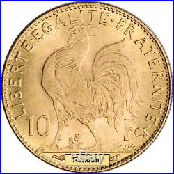 France Gold 10 Francs (. 0933 oz) Rooster Avg Circ Random Date