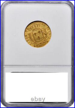 France, Gold 20 Francs 1814 A Paris Ngc Ms 62, Rare
