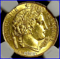 France, Gold 20 Francs 1851 A Ngc Ms 63, Rare8