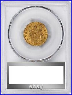 France, Gold 20 Francs 1865 Bb Napoleon III Pcgs Ms 64, Rare7